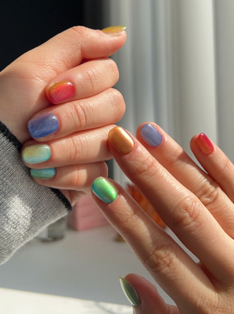 Colored Stone Reusable Press On Nails