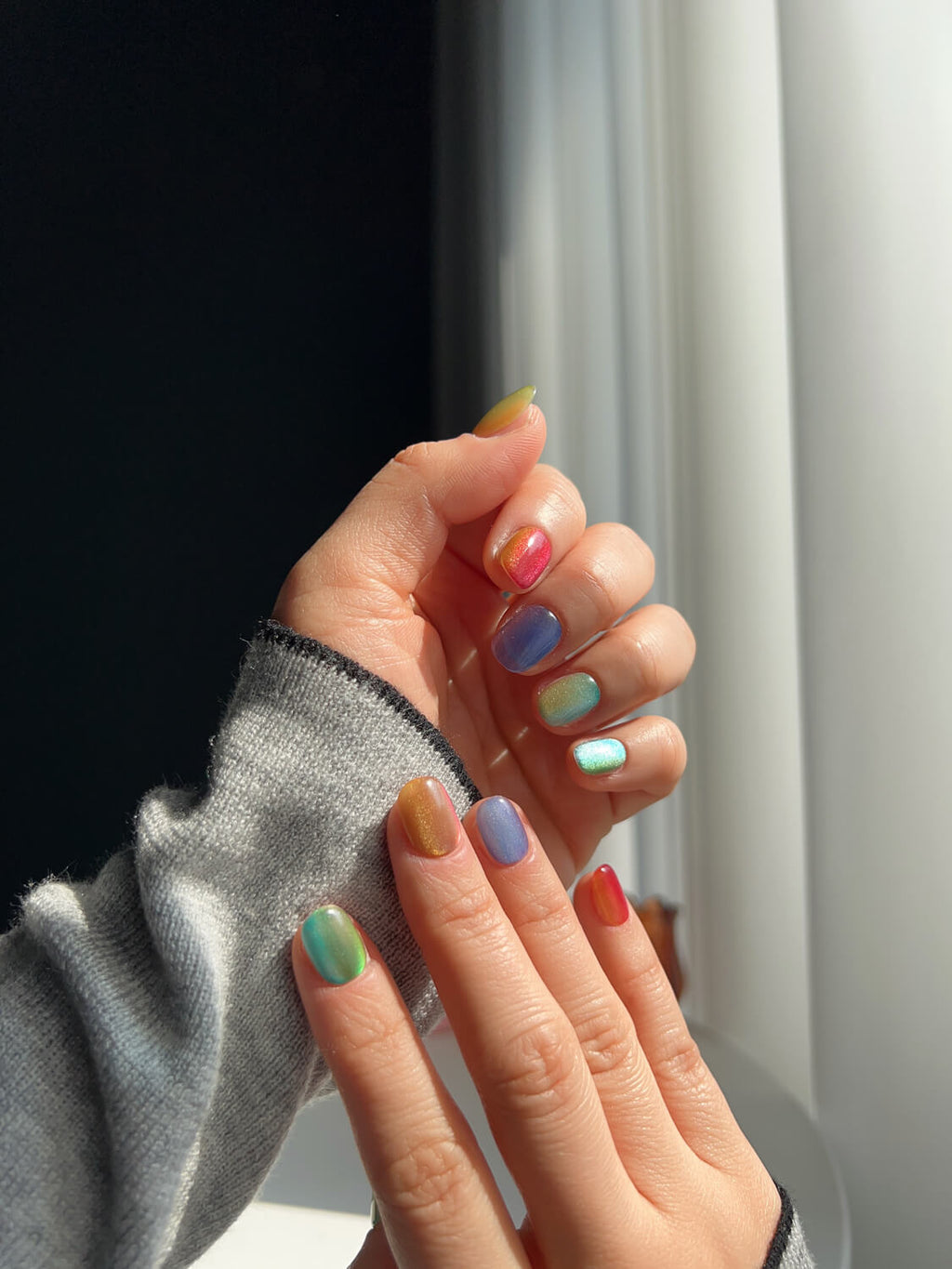 Colored Stone Reusable Press On Nails
