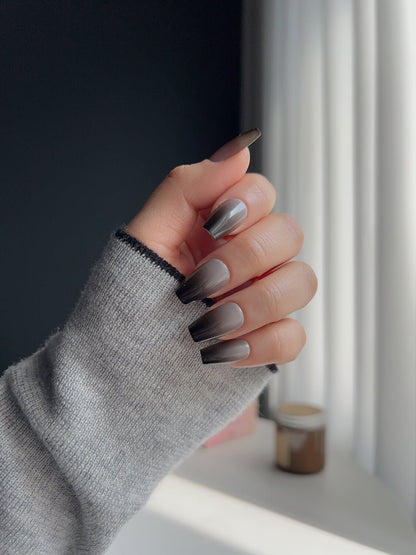 Black Ombre Reusable Press On Nails