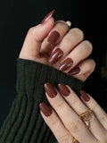 Rich Chocolate Reusable Press On Nails