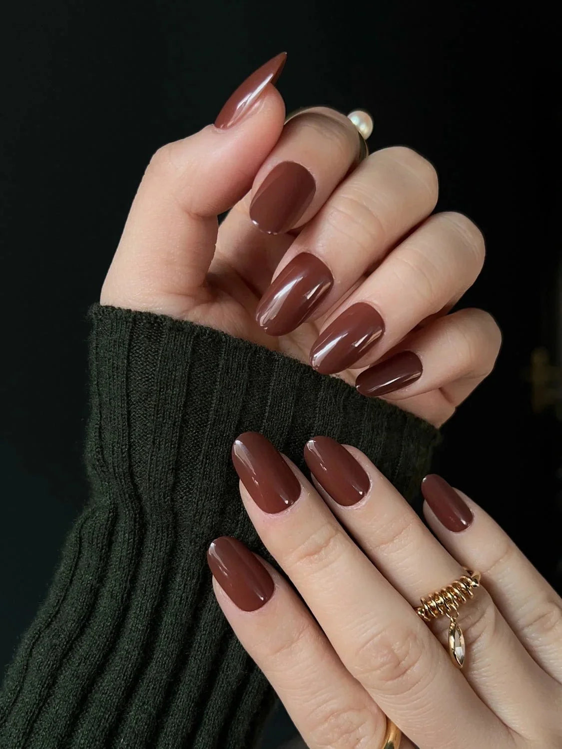 Rich Chocolate Reusable Press On Nails