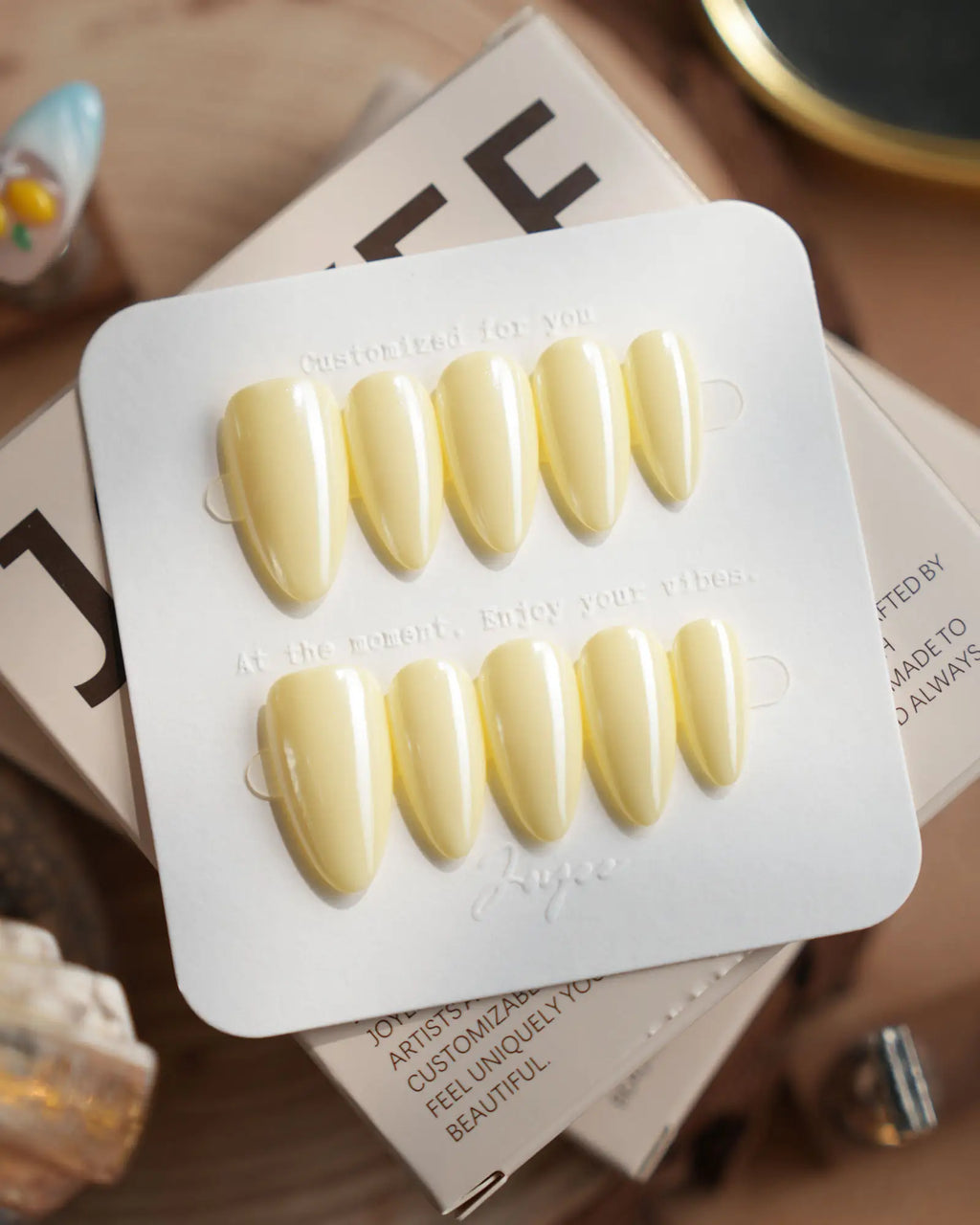 Chrome Butter Yellow Reusable Press On Nails