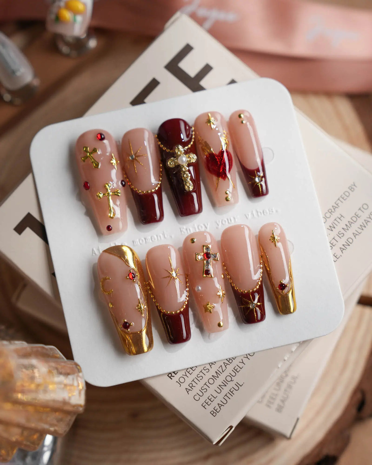 Gothic Red Reusable Press On Nails