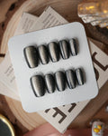 Black Cat Eye Reusable Press On Nails