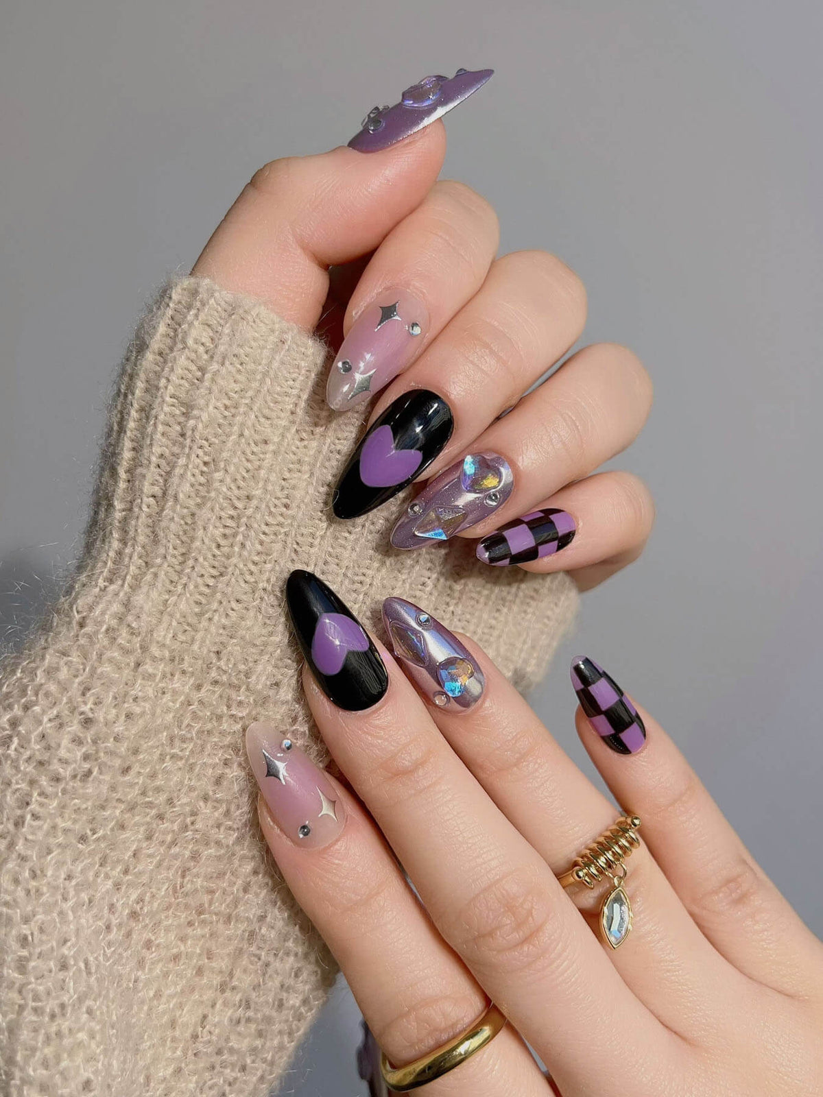 Purple Frost Reusable Press On Nails