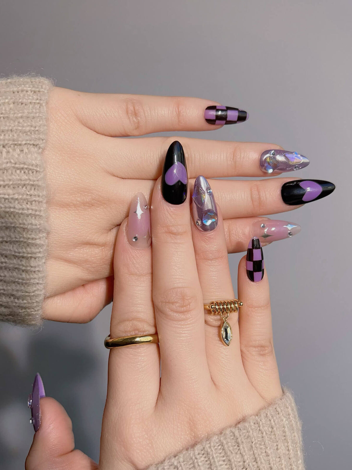 Purple Frost Reusable Press On Nails