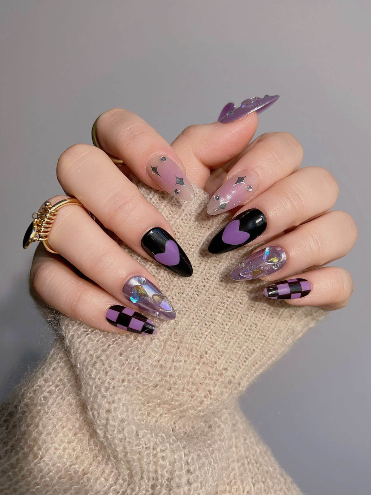 Purple Frost Reusable Press On Nails