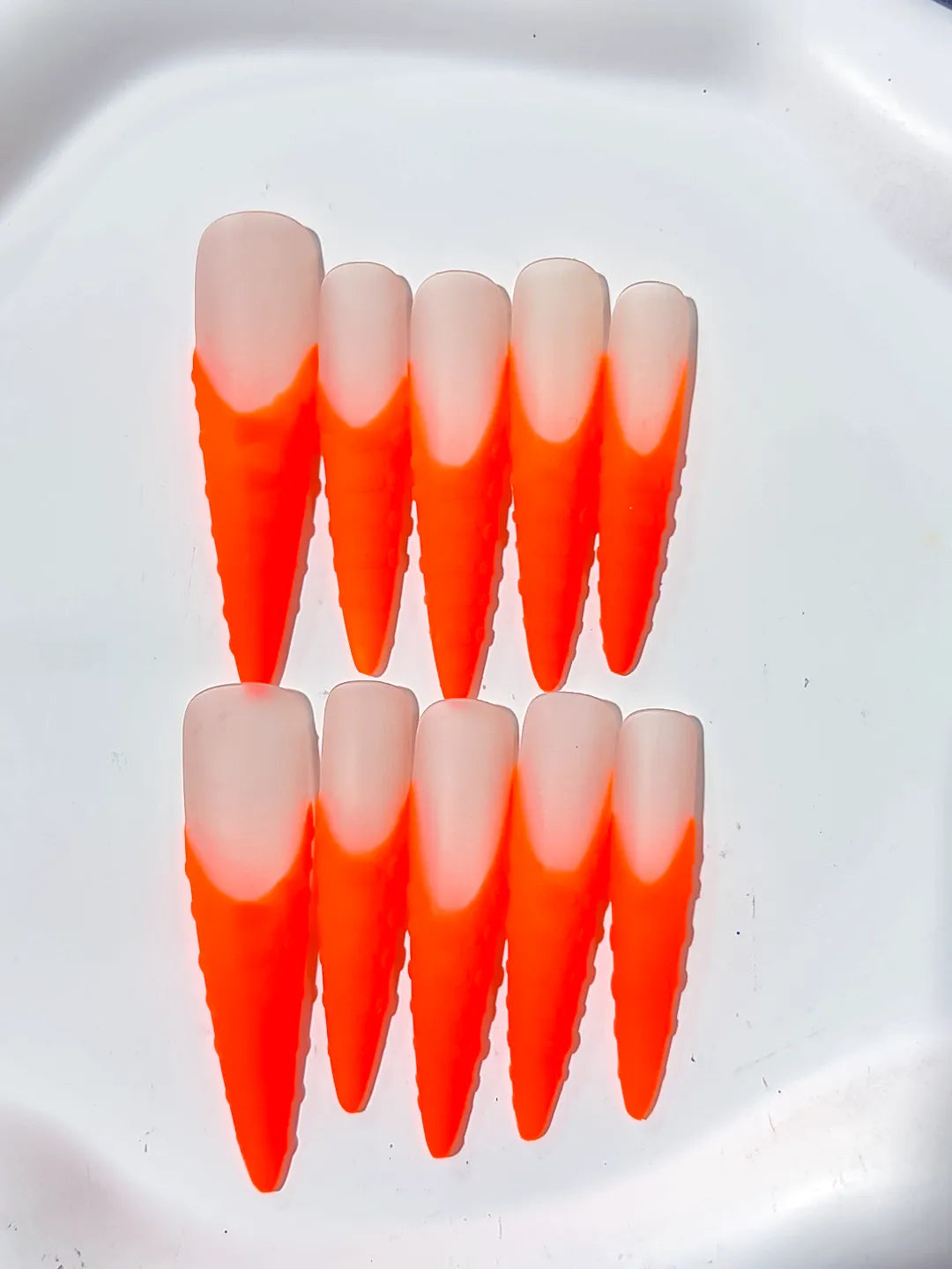 Long Orange Nude Stiletto Ombre