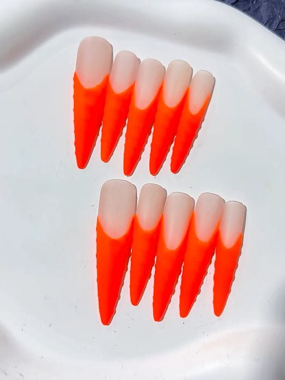 Long Orange Nude Stiletto Ombre