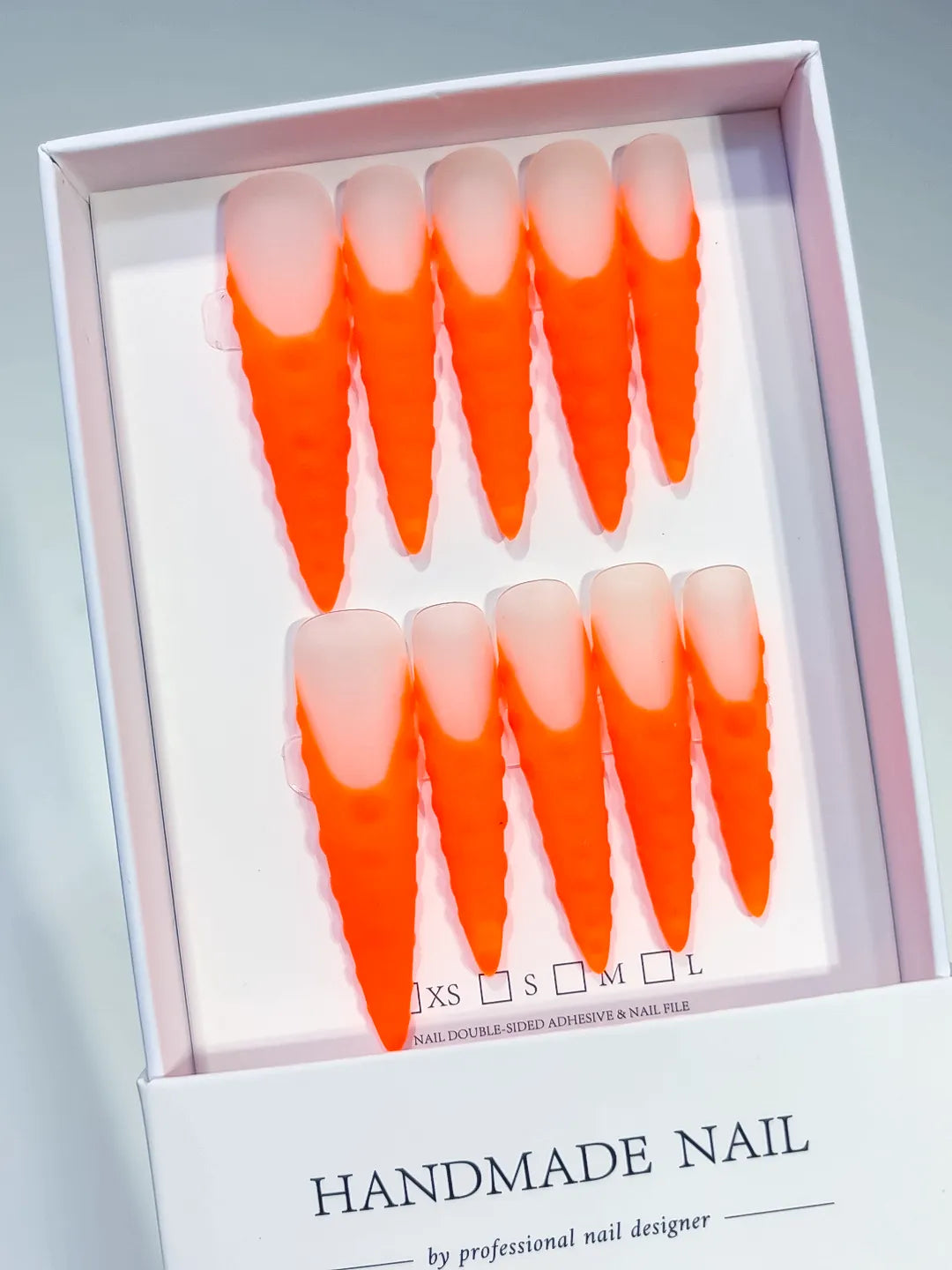 Long Orange Nude Stiletto Ombre