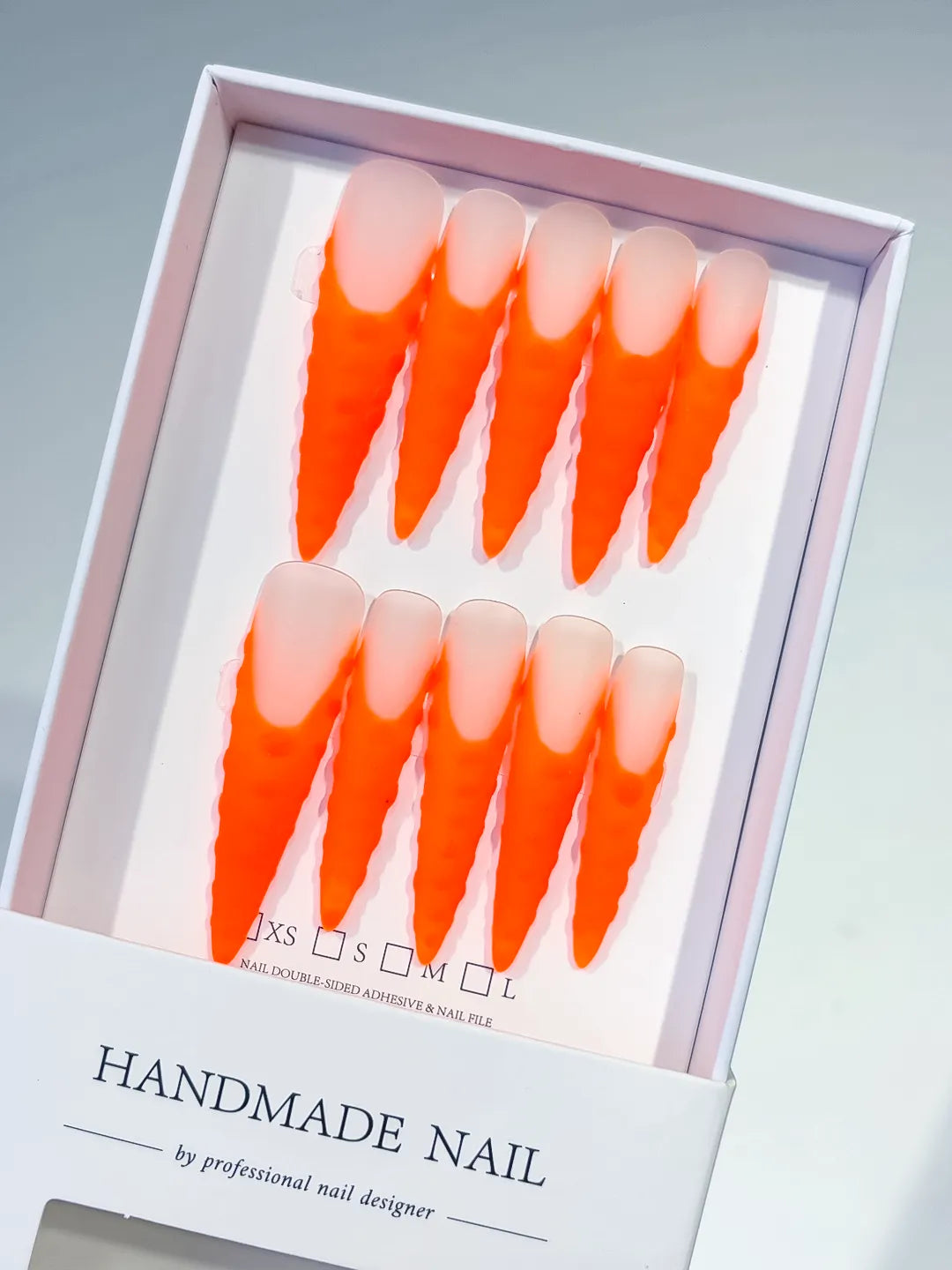 Long Orange Nude Stiletto Ombre