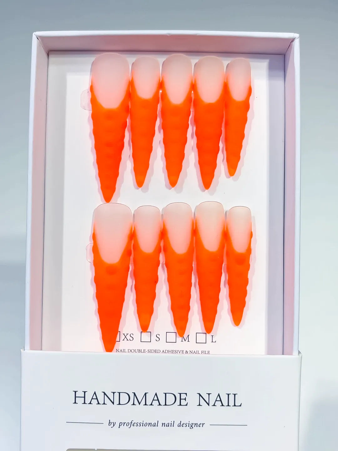 Long Orange Nude Stiletto Ombre