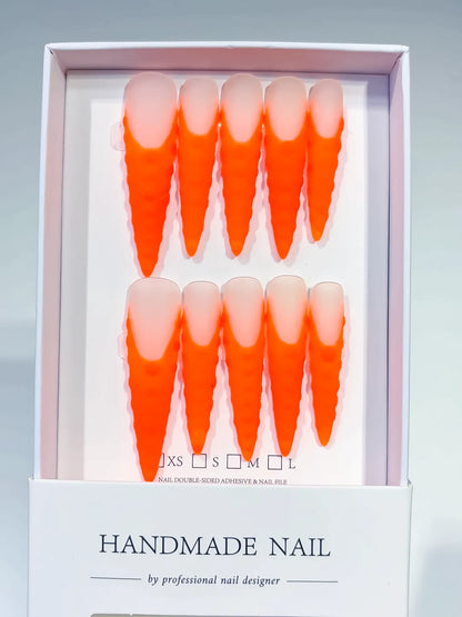 Long Orange Nude Stiletto Ombre