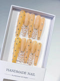 Long Yellow Silver Coffin Solid color Pearl Rhinestone