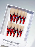 Long Nude Red Stiletto Abstract Dot
