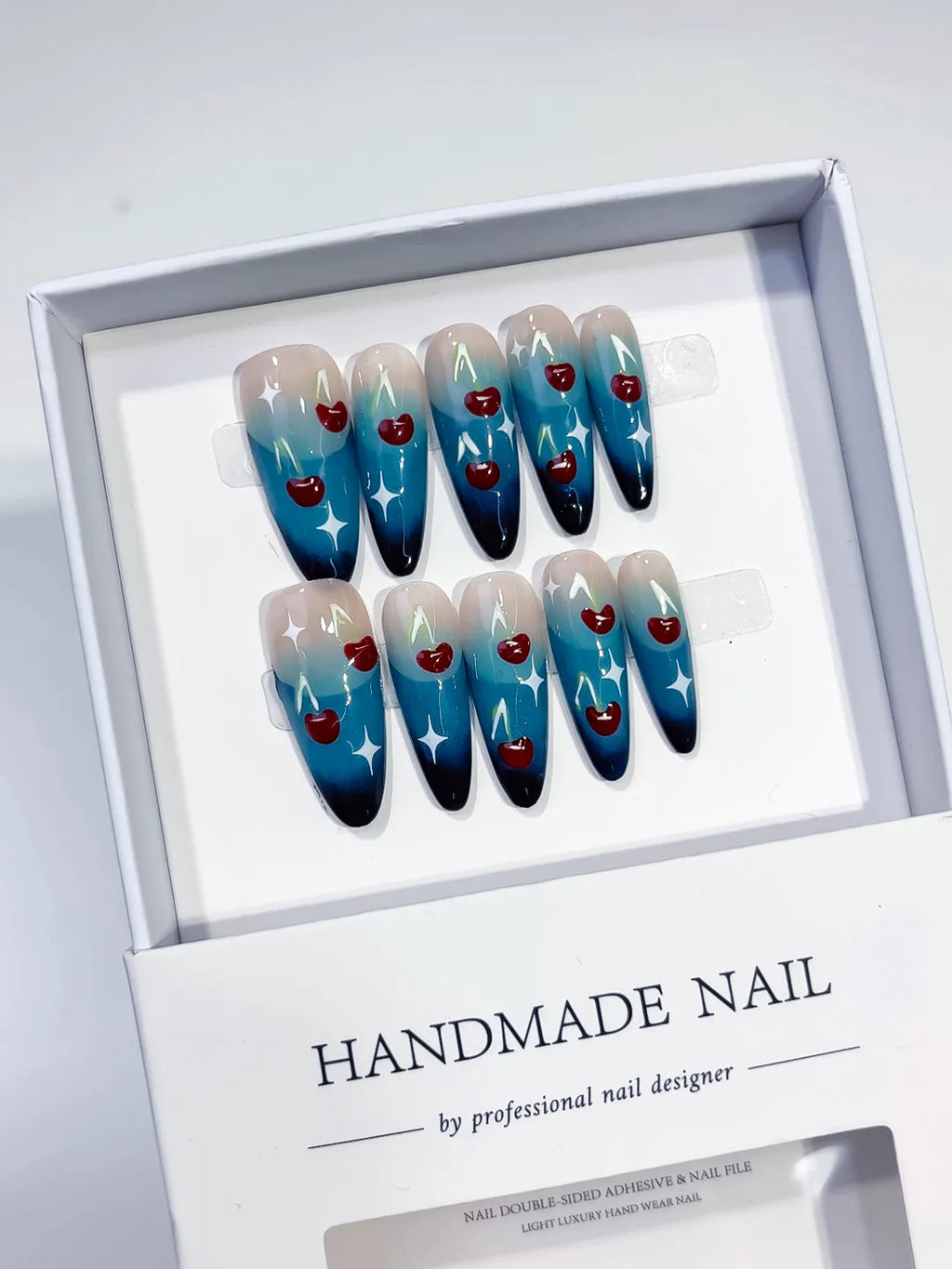 Long Blue Nude Oval Floral Cherry Star