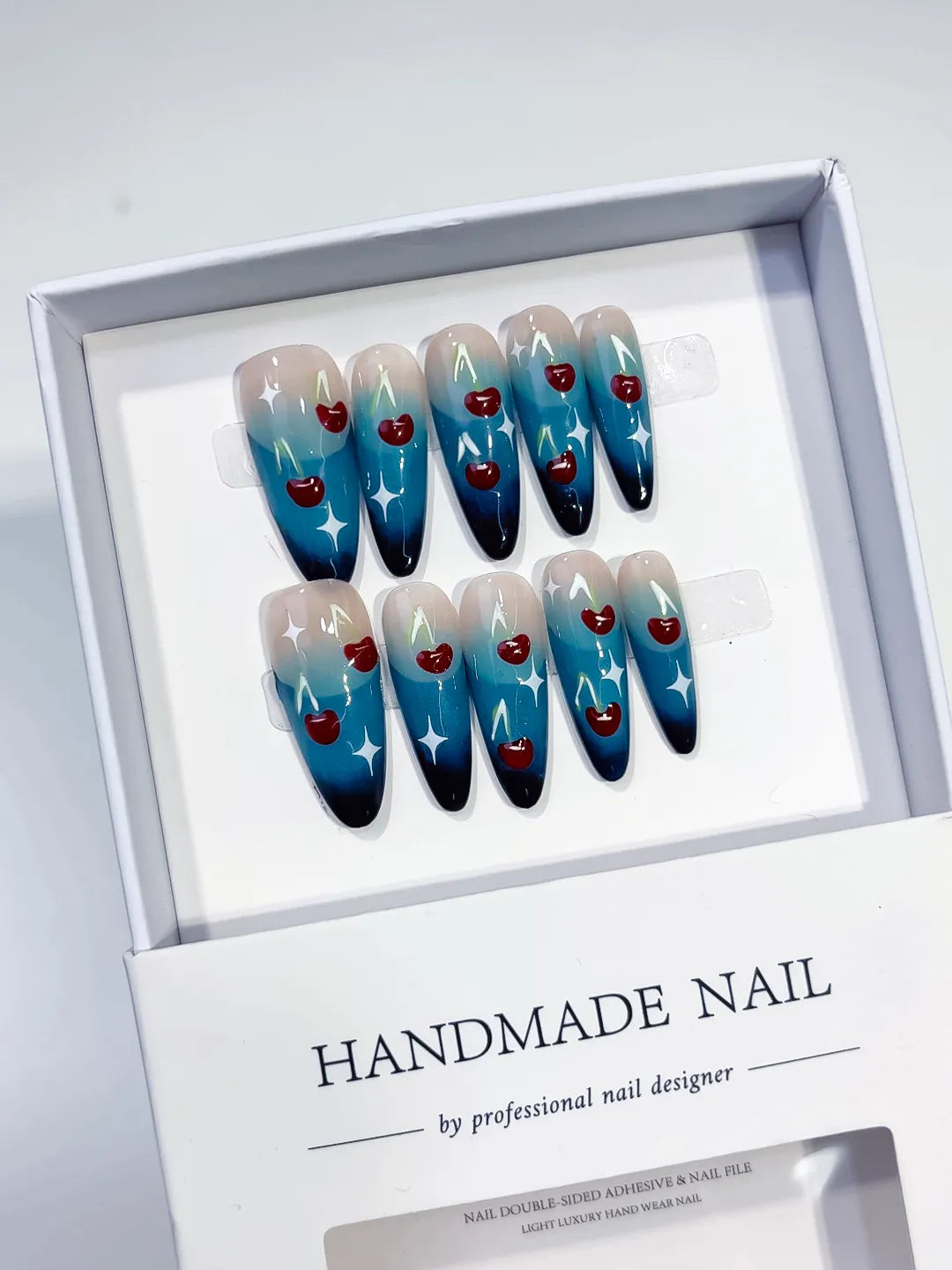 Long Blue Nude Oval Floral Cherry Star