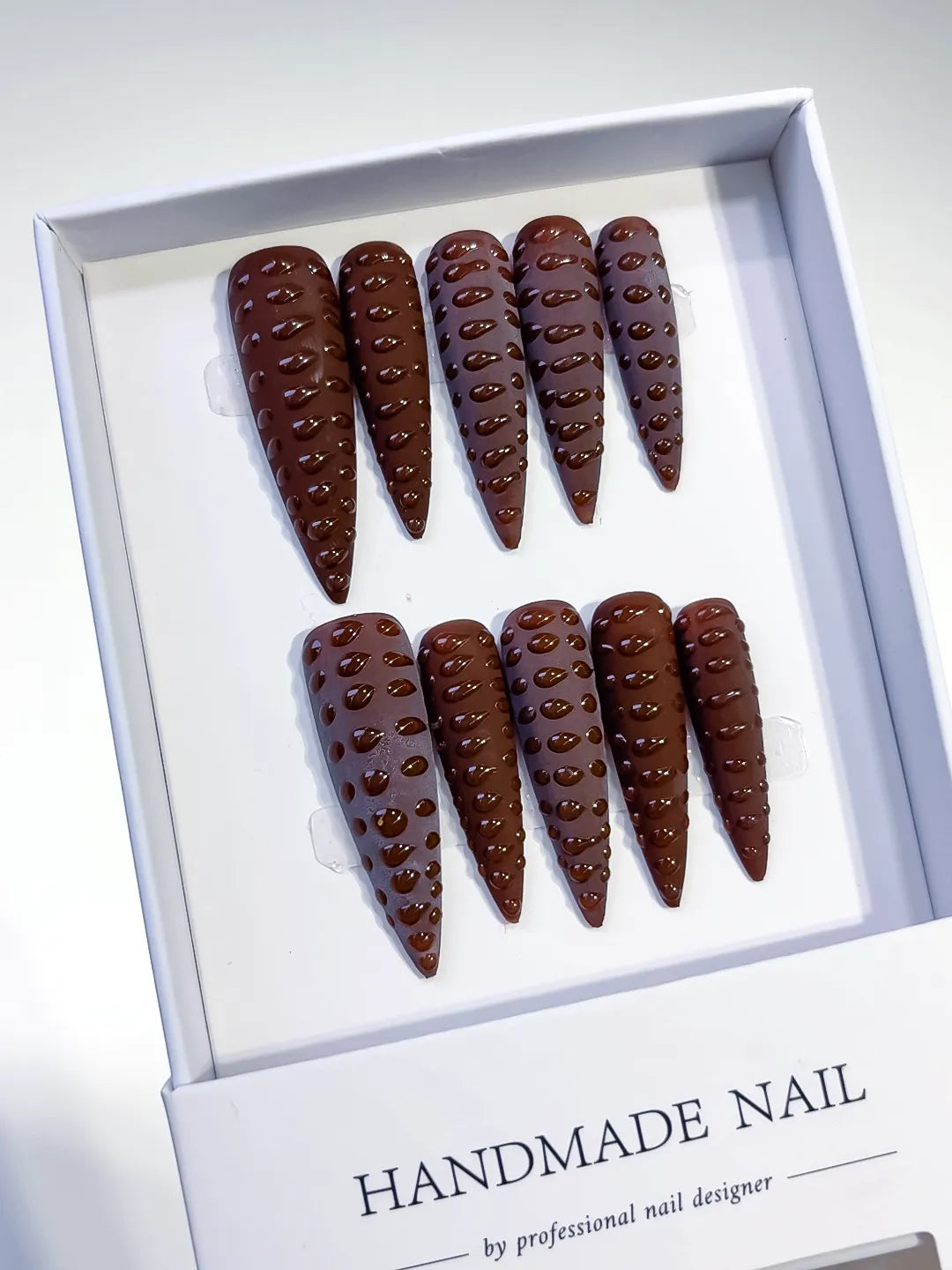 Long Brown Purple Stiletto Solid color 3D Texture