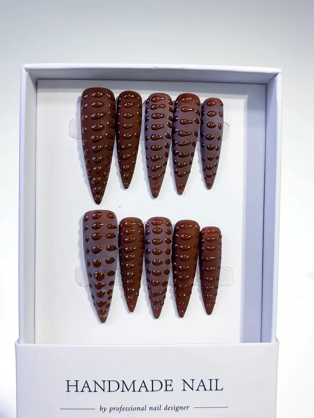 Long Brown Purple Stiletto Solid color 3D Texture