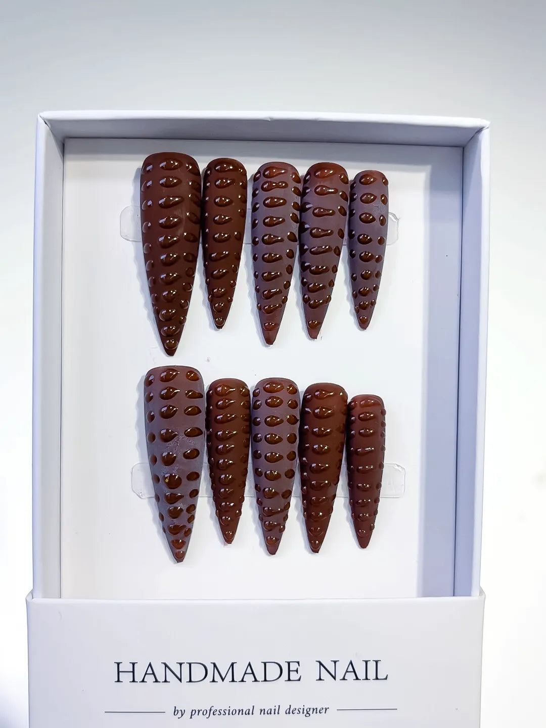 Long Brown Purple Stiletto Solid color 3D Texture