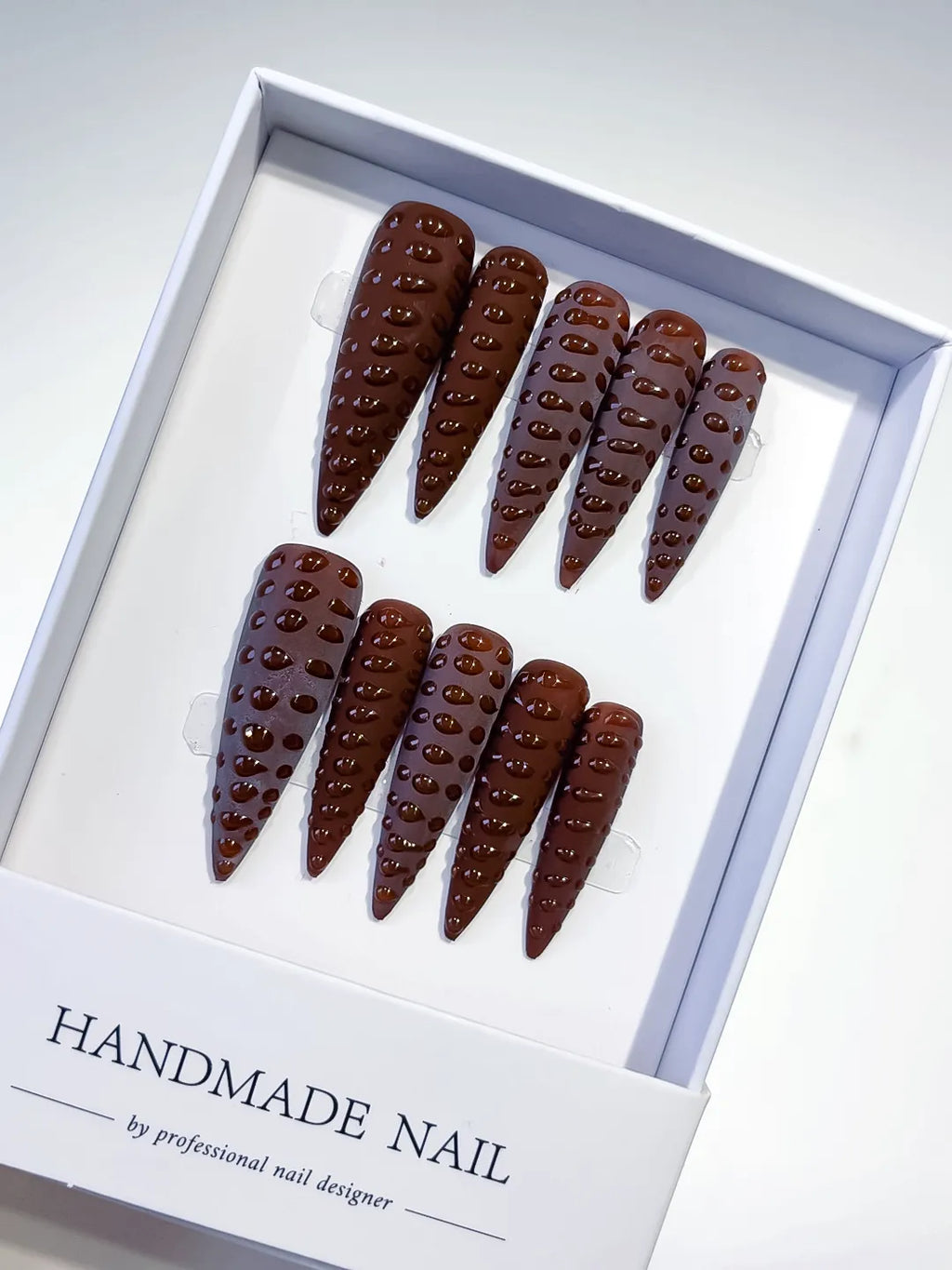 Long Brown Purple Stiletto Solid color 3D Texture