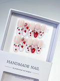 Long Nude White Oval Floral Cherry Bow