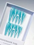 Long Blue White Stiletto Abstract Flame