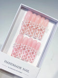 Long Pink White Square Solid color Bow Linework