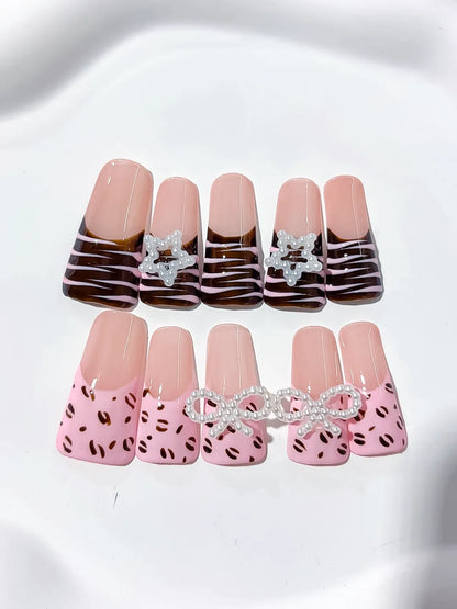 Long Pink Brown Duck Abstract Bow Star