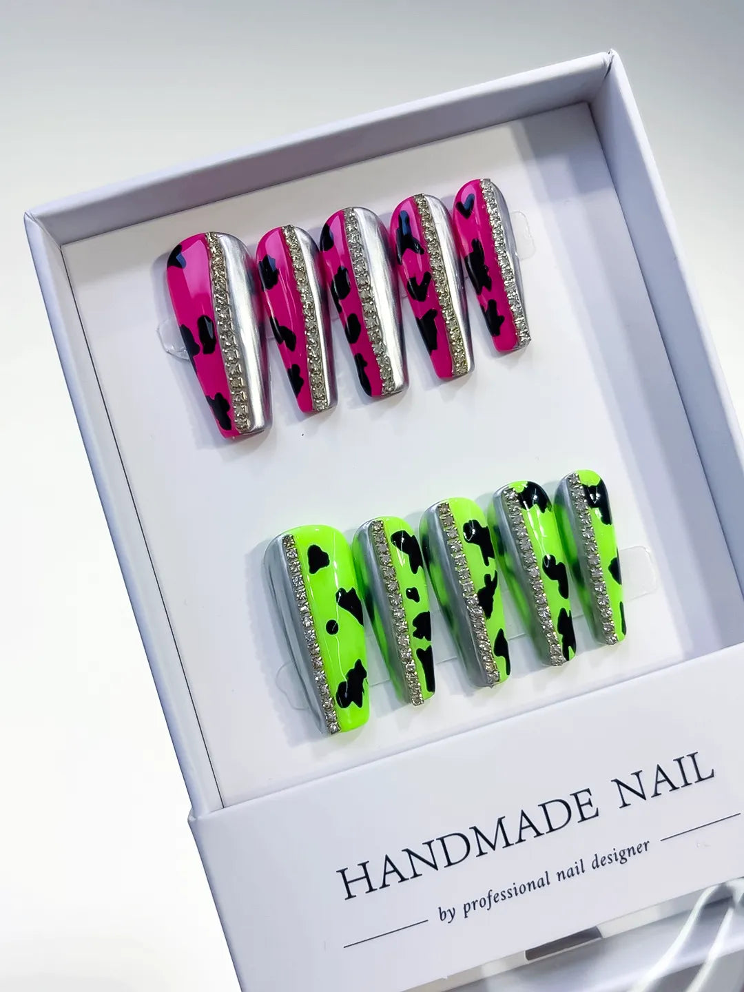 Long Pink Green Coffin Abstract Animal Print