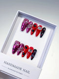 Long Pink Red Oval Metallic Bow Pearl