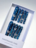 Long Blue Silver Square Metallic Butterfly Rhinestone