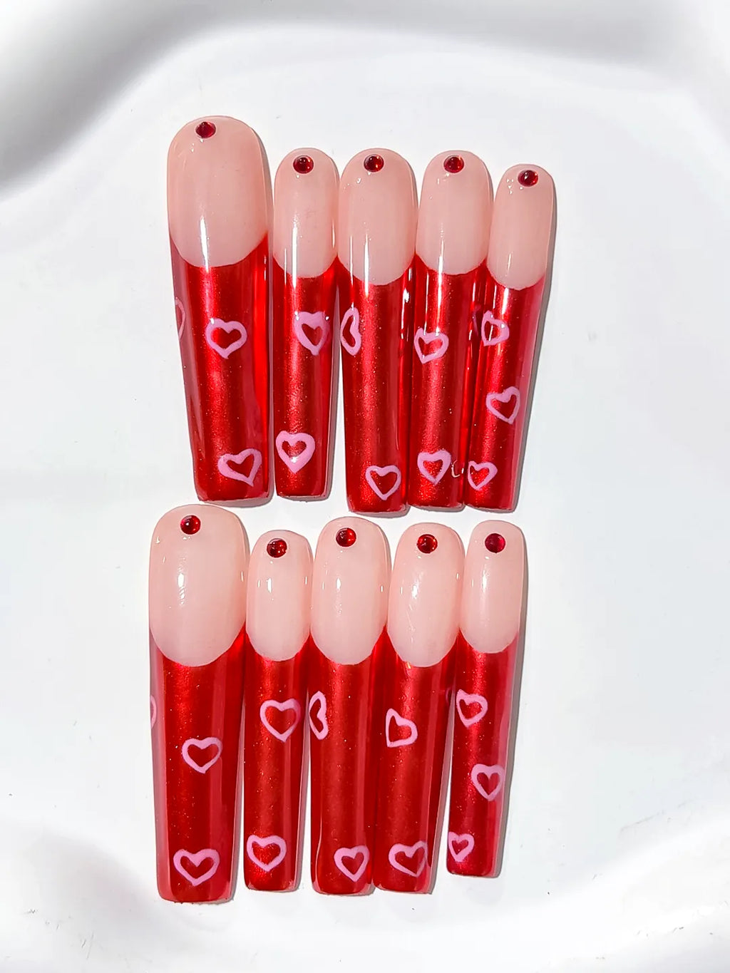 Long Nude Red Square Solid color Rhinestone