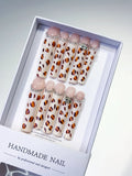 Long White Brown Square Abstract Animal Print Rhinestone
