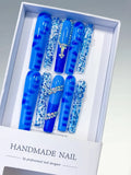 Long Blue White Square Glitter Cross Rhinestone