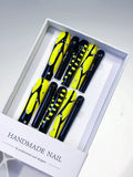 Long Black Yellow Square Abstract Rhinestone
