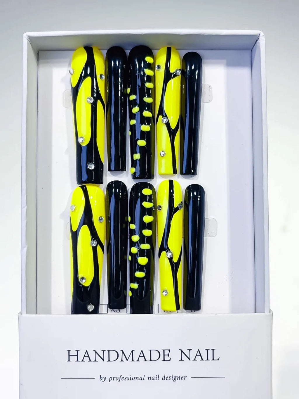 Long Black Yellow Square Abstract Rhinestone