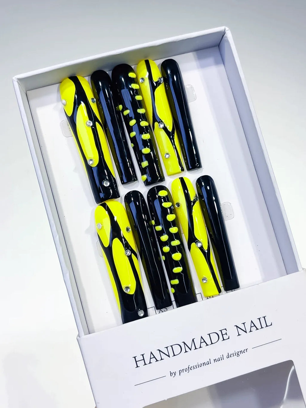 Long Black Yellow Square Abstract Rhinestone