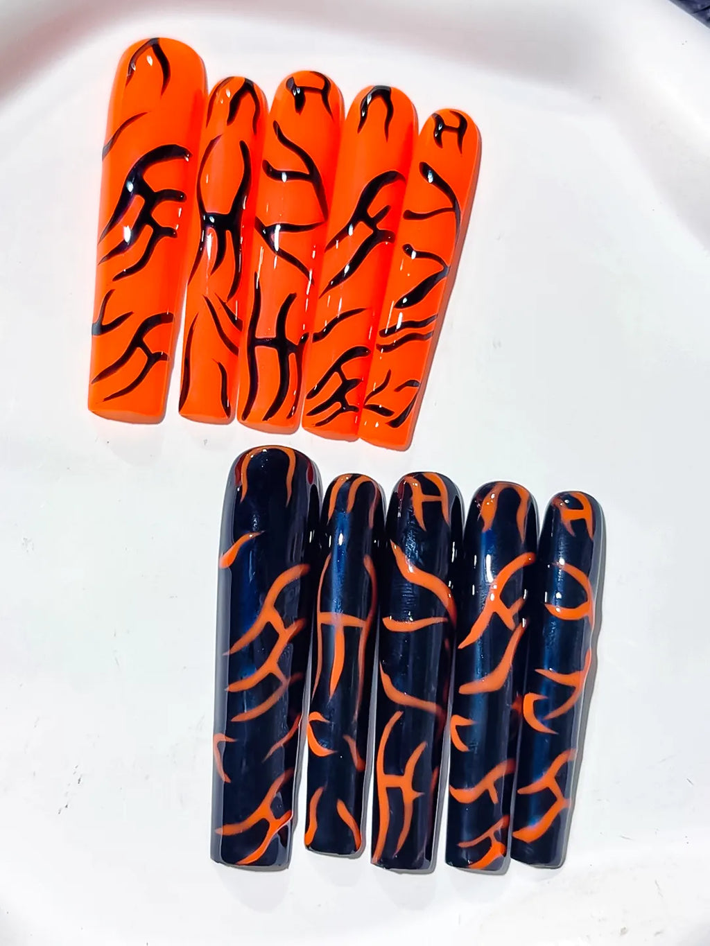 Long Orange Black Square Abstract