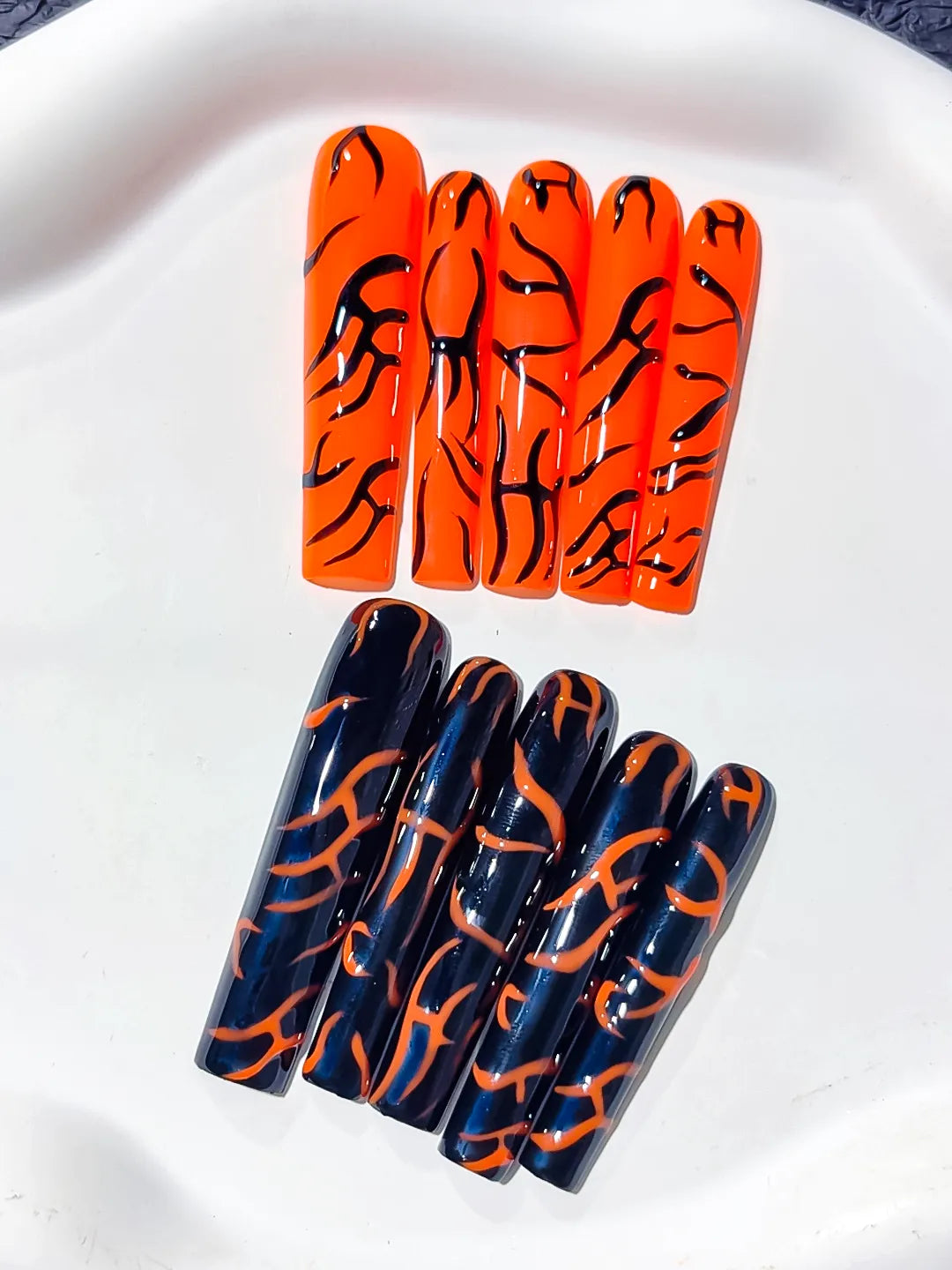 Long Orange Black Square Abstract