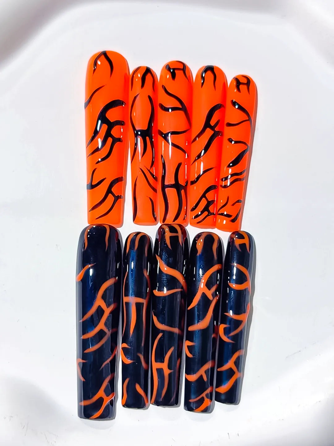 Long Orange Black Square Abstract