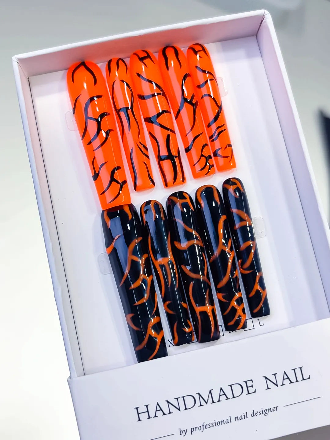 Long Orange Black Square Abstract