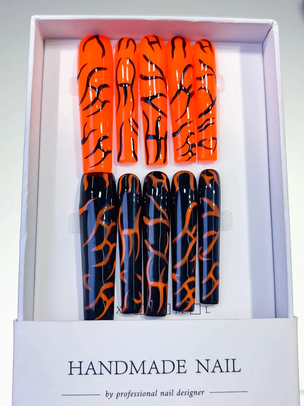 Long Orange Black Square Abstract