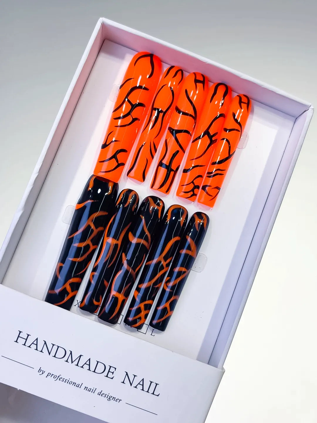 Long Orange Black Square Abstract
