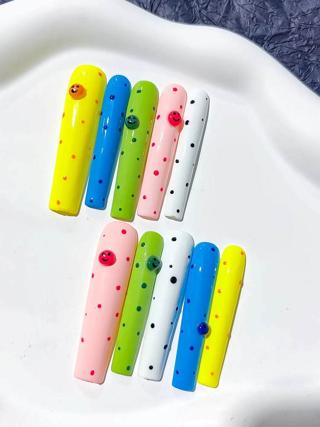 Long Yellow Blue Square Solid color Dot Pattern Smiley