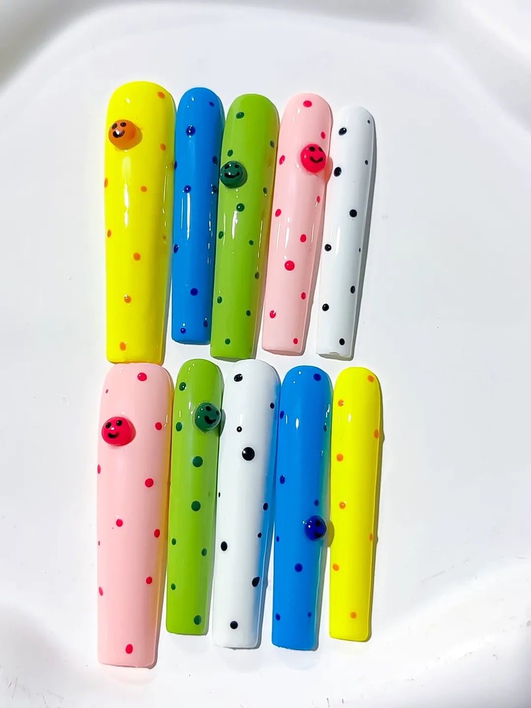 Long Yellow Blue Square Solid color Dot Pattern Smiley