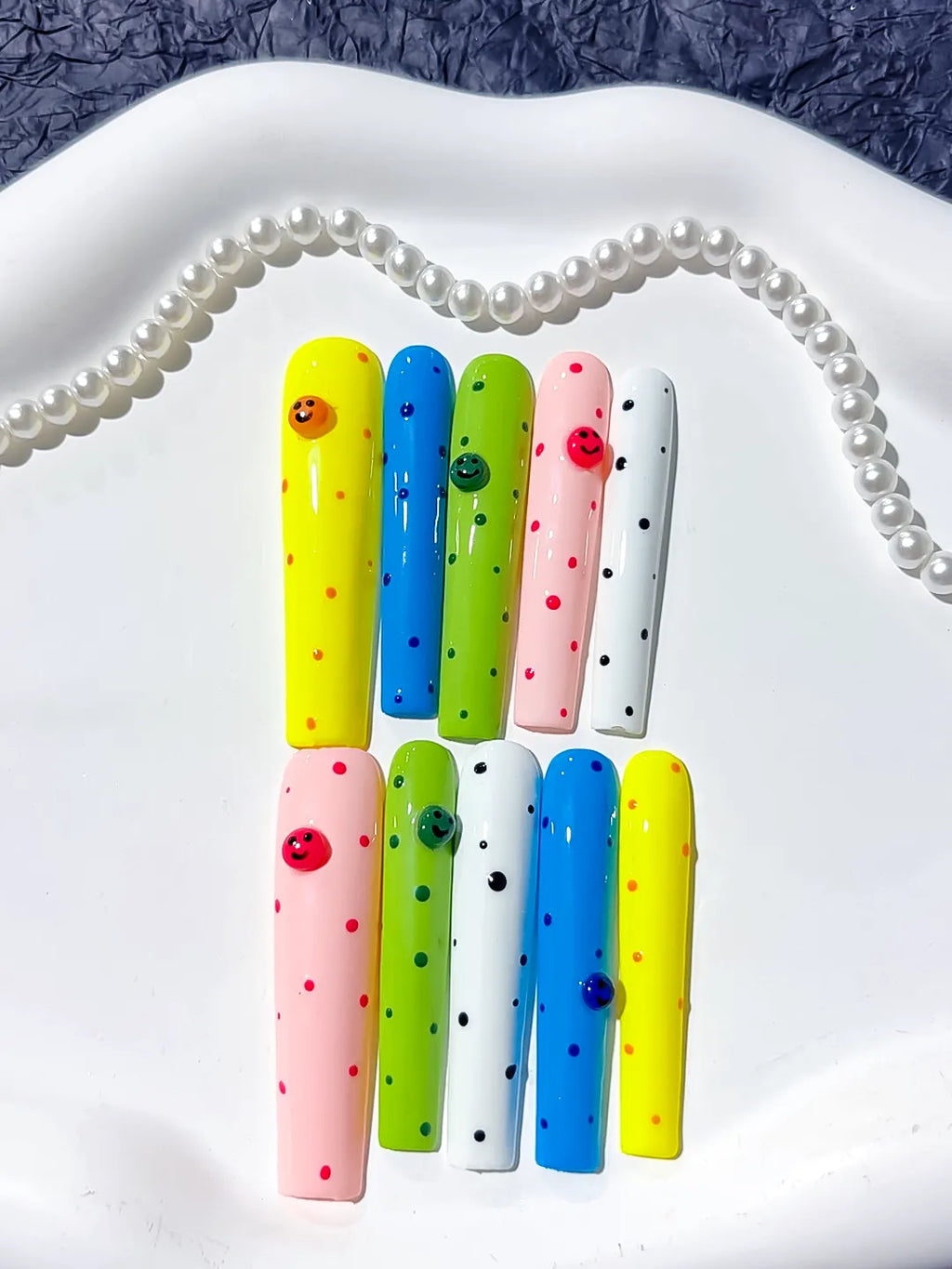 Long Yellow Blue Square Solid color Dot Pattern Smiley