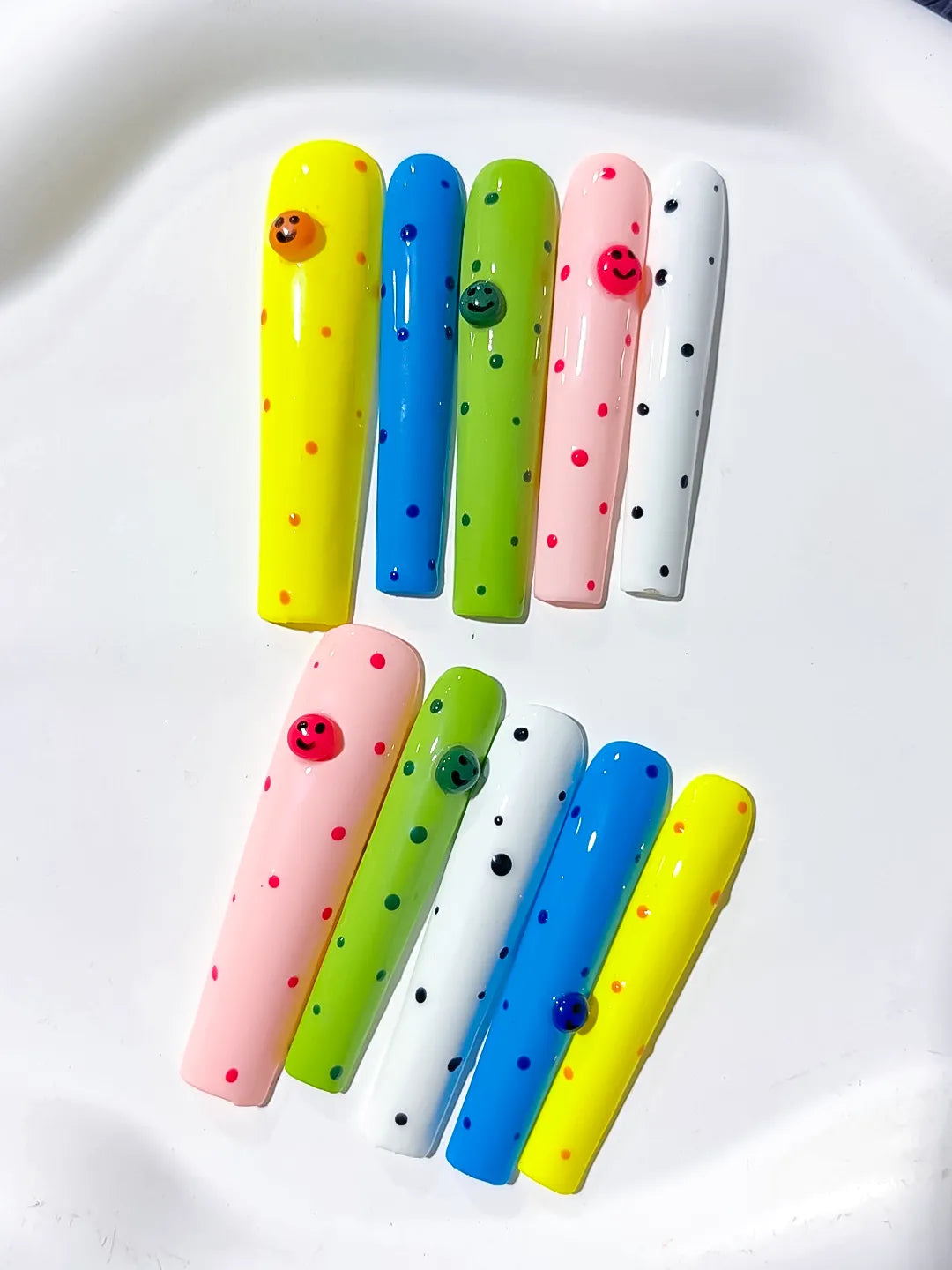 Long Yellow Blue Square Solid color Dot Pattern Smiley
