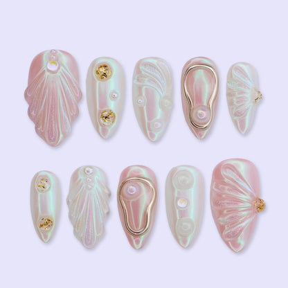 Mermaid Pearl White Blush Press On Nails