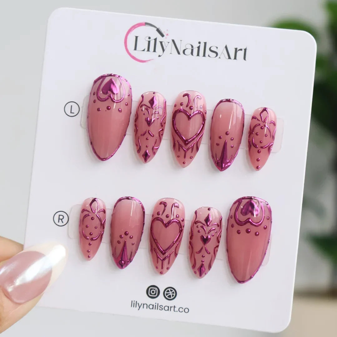 Chrome Empress Purple Handmade Press On Nails